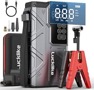 Lucklike Jump Starter with Air Compressor, 6000A Peak 150PSI Portable Car Battery Jump Starter and Tyre Inflator, 12V Jump Pack with Flashlight - image 1