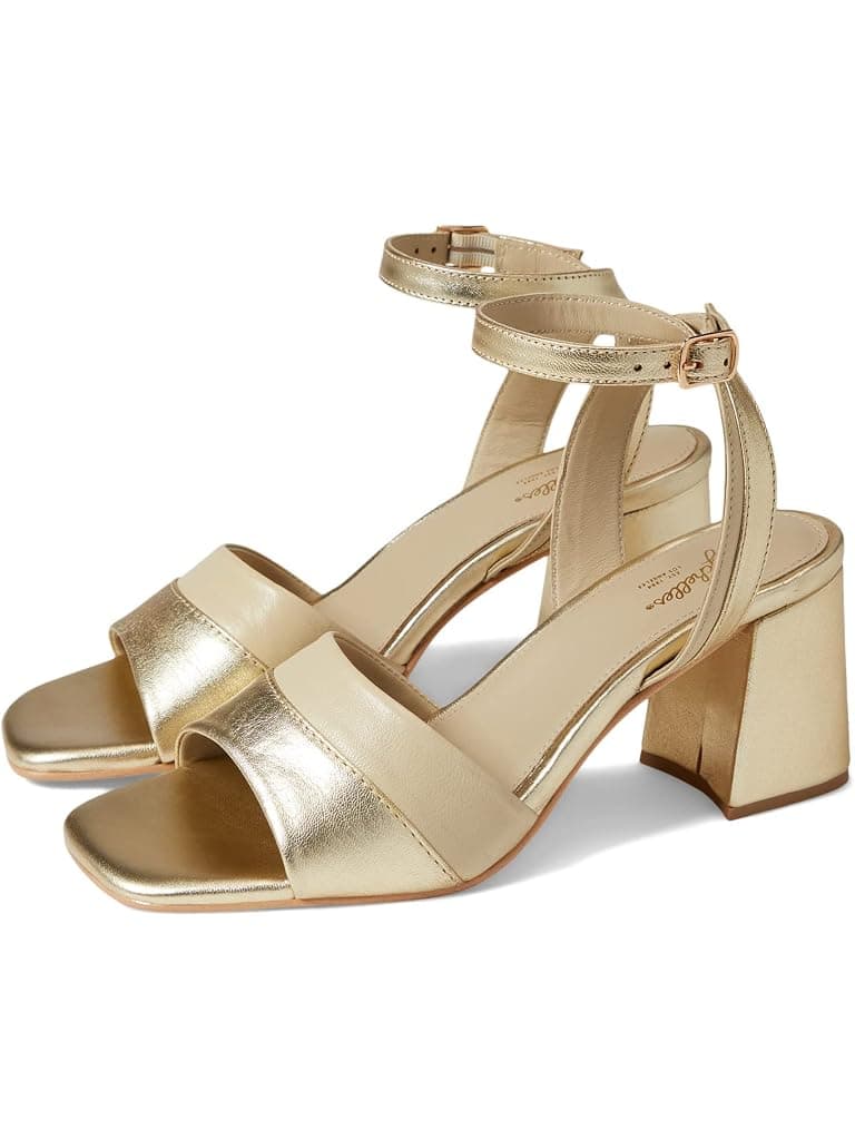 Badgley Mischka Platinum/Ivory Two-Tone Leather Heels - image 1