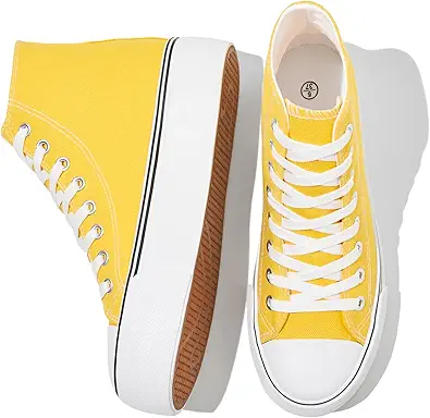 FRACORA Women's High Top Canvas Platform Sneakers Yellow Size 11 - image 1