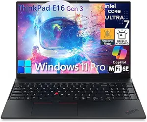Lenovo ThinkPad E16 Gen 3 Laptop Computer for Business, Lifetime Office 365, Intel Ultra 7 255H, Arc 140T, 16GB DDR5 RAM, 512GB PCIe SSD, WiFi 6E, 16" FHD+, Webcam, Windows 11 Pro, Type C RJ45 Cable - image 1