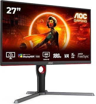 AOC Gaming Q27G3XMN - 27 Inch QHD Monitor, Mini LED, 180Hz, 1ms, GTG, HDR1000, Height Adjust, G-manu (2560 x 1440, 700 cd/m, HDMI 2.0 / DP 1.4) - image 1