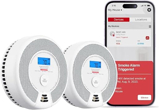 X-Sense Wi-Fi Smoke and Carbon Monoxide Alarms with Replaceable Battery, Combined Sensors Compatible with X-Sense Home Security APP, EN 14604 and EN 50291 Compliant, SC07-WX, 2 Pack - image 1