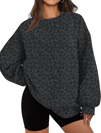 LOMON Oversized Crewneck Sweatshirt for Women - Long Sleeve Casual Graphic Pullover Fleece Top - image 1