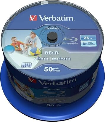 Verbatim 43812 25GB 6x BD-R SL Datalife Inkjet Printable - 50 Pack Spindle - image 1