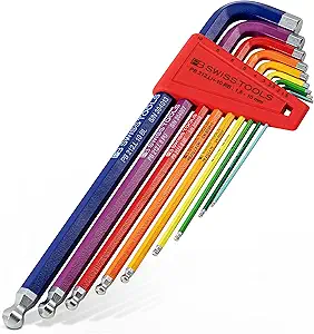 PB SWISS TOOLS Rainbow Hex Key Set PB 212.LH-10 RB CN | 100% Swiss Made | 9-Piece Allen Wrench Set Color Coded by Size 1.5-10mm with Ball End - image 1