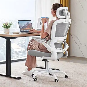 TRALT Office Chair Ergonomic Desk Chair, 330 LBS Capacity, Home Mesh Office Desk Chair with Wheels, Comfortable Gaming Chair, High Back Office Chair for Long Hours (White) - image 1