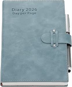 Mljtoyo Diary 2026 Day per Page A5 Hardcover Organizer with Pen and Stickers (Blue) - image 1