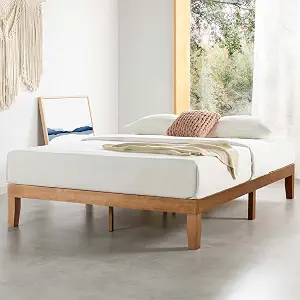 Mellow Naturalista Classic 12 Inch Solid Wood Platform Bed with Wooden Slats, No Box Spring Needed, Full Size, Natural Pine - image 1
