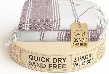 Lane Linen Beach Towels for Women, 2 Pack Large Beach Towels Oversized, Pre-Washed, No-Shrink Sand Free Beach Towels, Quick Dry, Lightweight Travel Towel, Soft Beach Bath Towel, 39"x71" - Fired Brick - image 1
