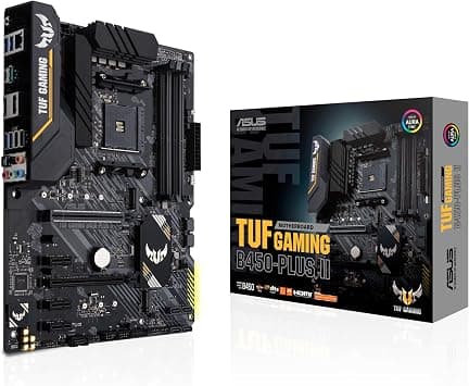 Asus TUF Gaming B450-Plus II Motherboard, AM4 Socket, ATX, AMD Ryzen, DDR4 Memory, 2 x M.2, USB 3.1 Gen1 and Gen2, Aura Sync, AI Noise Cancelling for Microphone - image 1