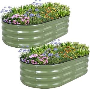 1MORE Galvanized Raised Garden Bed, 4x2x1ft Metal Planter Kit for Vegetables and Flowers, 2-Pack, Green - image 1