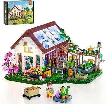 FUNWHOLE Botanical Building Set - Plant House with Lighting - 1428 Pieces LED Lights Set for Adults and Teens Flower and Plant Lovers - image 1