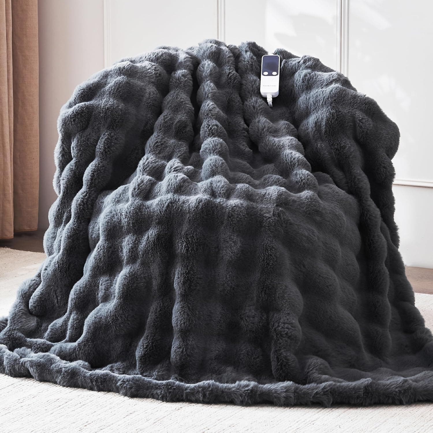 Heated Blanket Throw 50''x60'' Ultra-Soft Faux Rabbit Fur Electric Blanket with 5 Heat Levels & 5H Auto Shut-Off - image 1