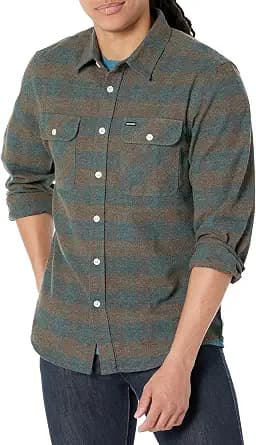 Brixton mens Bowery L/S Flannel Button Down Shirt, Ocean, Medium US - image 1