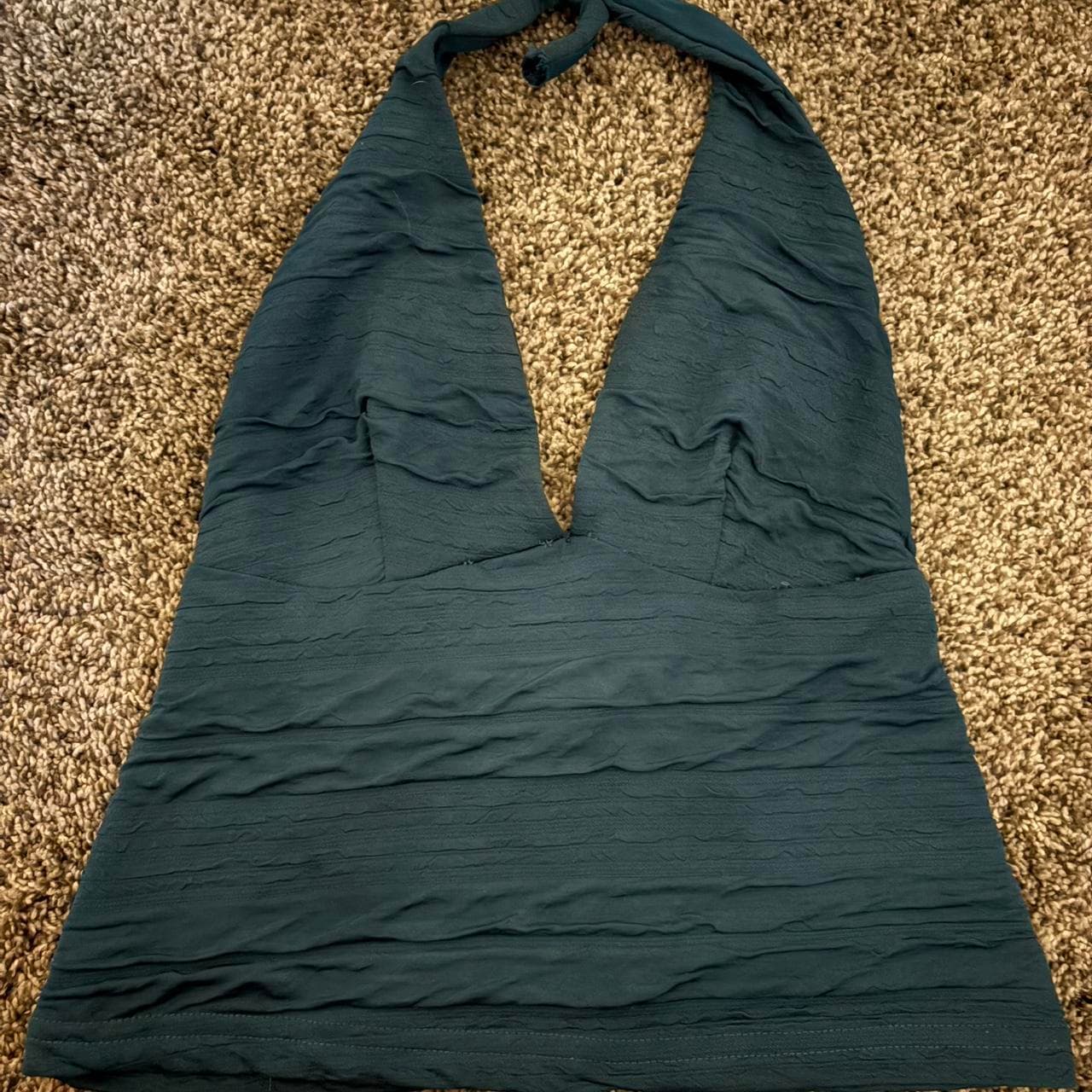 Urban Outfitters Women's Dark Green Halter Top with Ruched Details - image 1