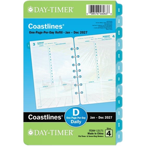 Day-Timer Coastlines January 2027 – December 2027 One Page Per Day Planner Refill, Loose-Leaf, Desk Size (5 1/2" x 8 1/2") - image 1