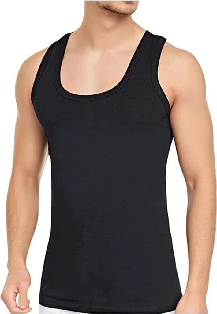 6 Pack Herren Unterhemden Feinripp Tank Top Achselhemd Schwarz L 100% Baumwolle K-87 - image 1