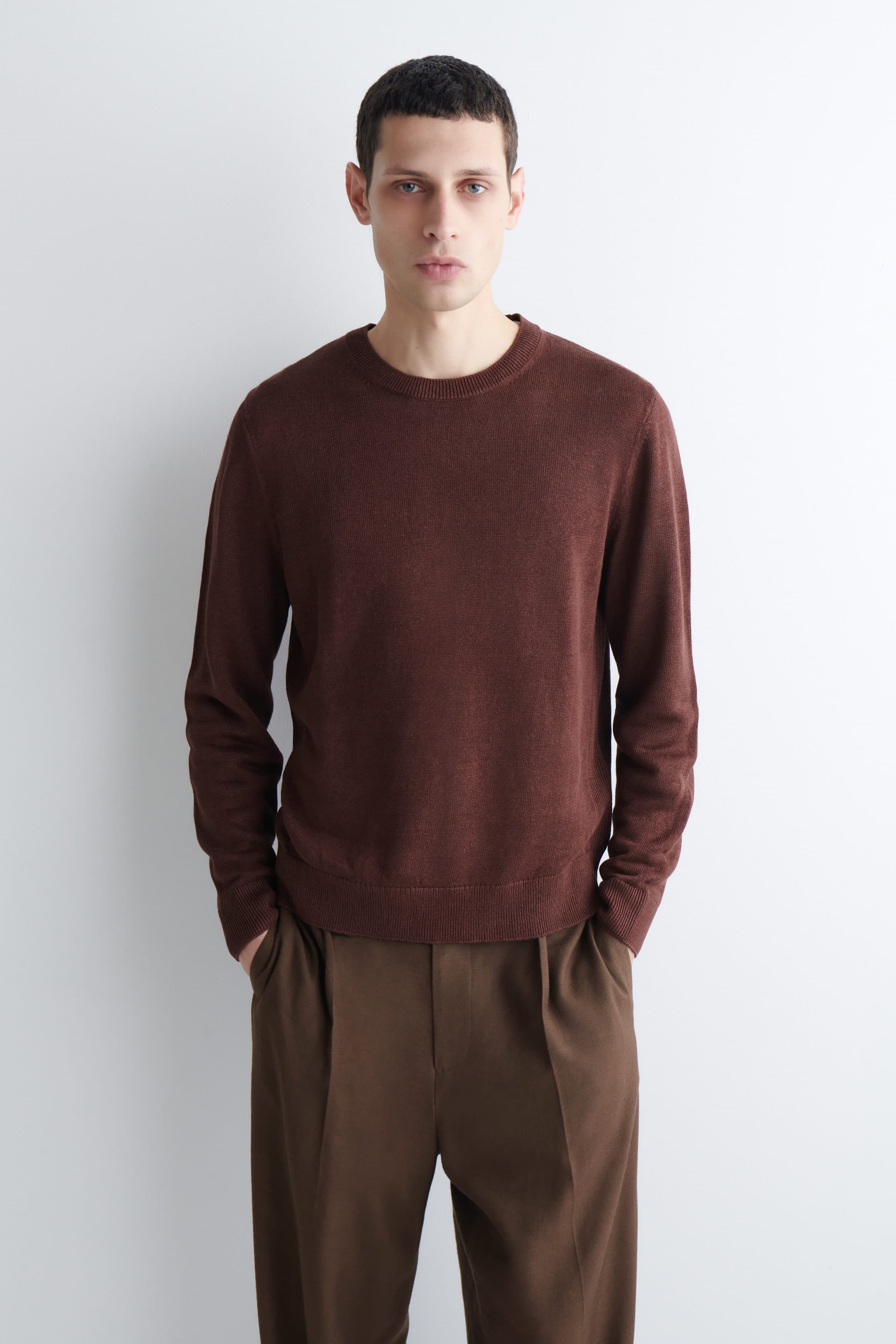 KNITTED LINEN CREW-NECK JUMPER - image 1