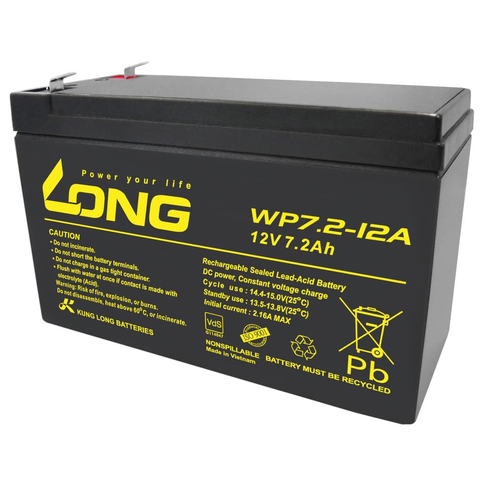 Kung Long Blei-AGM-Akku WP7.2-12A-F2, 12V, 7.2Ah, 6.3mm Kabelschuh - image 1