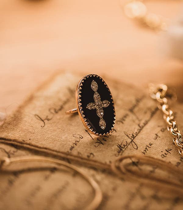 Bague Bowie N°3 Noir et Diamants - image 1