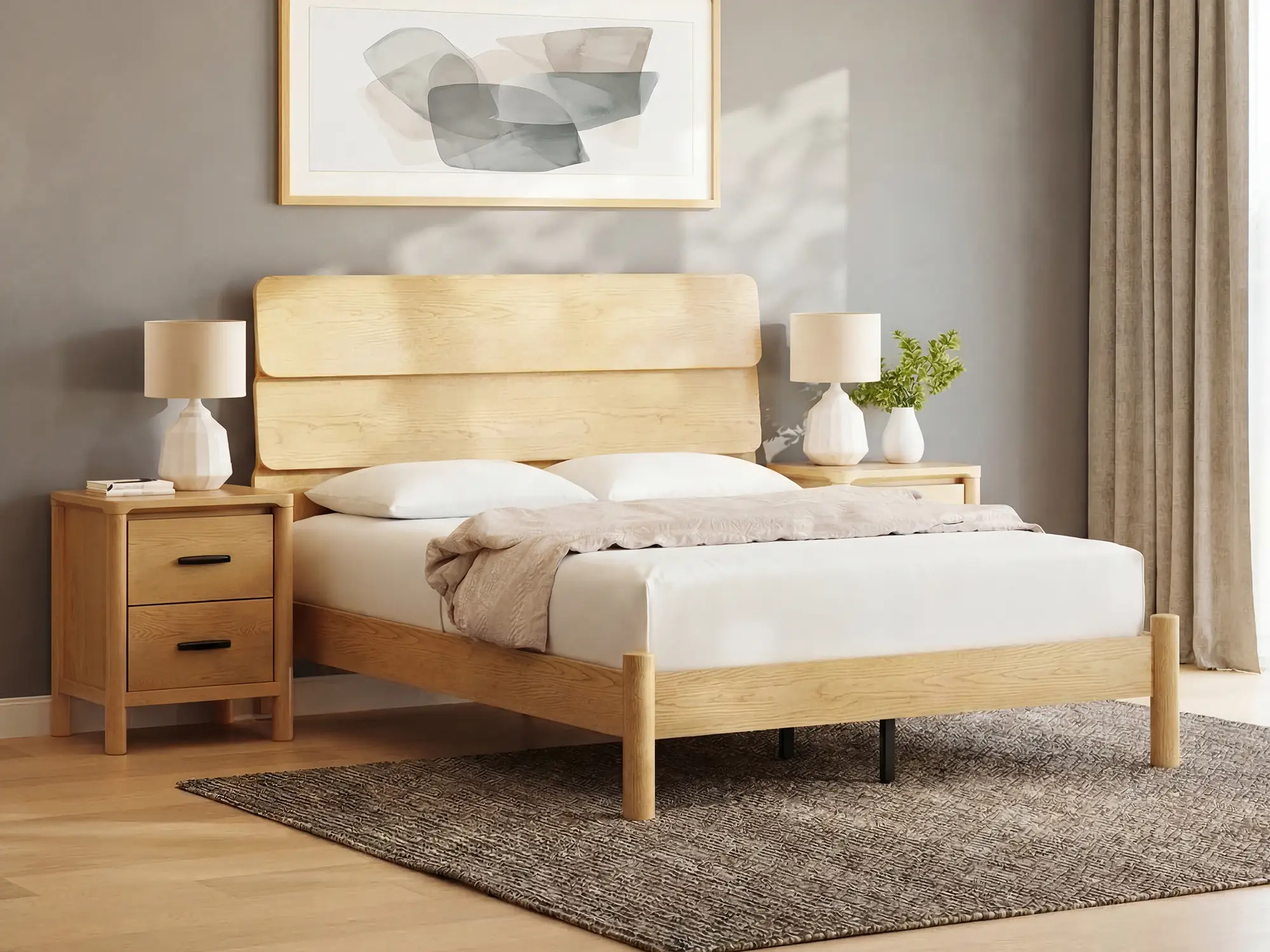 Lumea Platform Bed, Light Oak Finish | Nectar - image 1