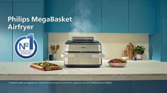Philips Airfryer 5000-serie Megabasket Met Stoomfunctie – NA565/02 – Enkele mand óf Dubbele Mand - SteamClean – 9,5L – Tot 8 Personen – Inclusief Tang - image 1