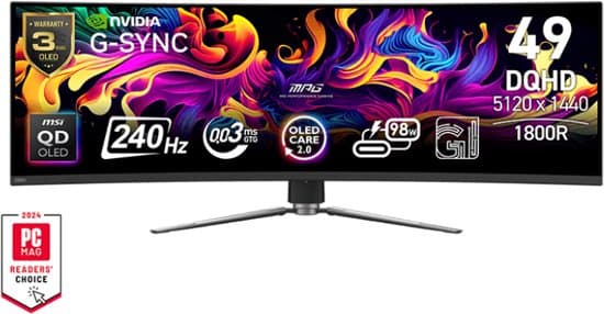 MSI MPG 491CQPX QD-OLED Curved Ultrawide Gaming Monitor 49-inch 240Hz 0.03ms USB-C PD 98W - image 1