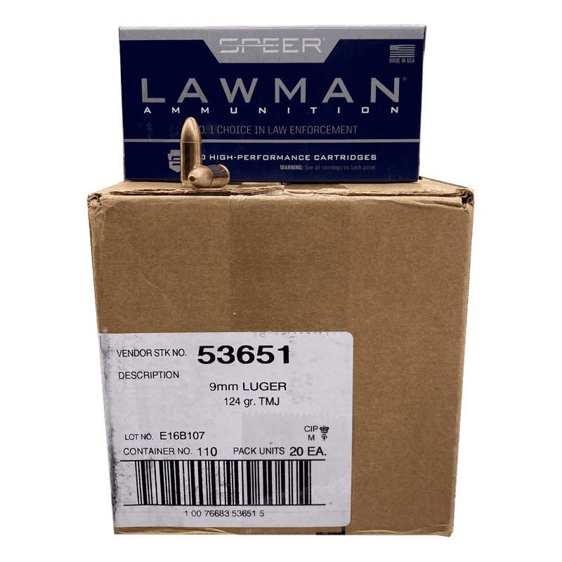 9mm Speer Lawman 124 Grain Total Metal Jacket 1000 Rounds Case - image 1