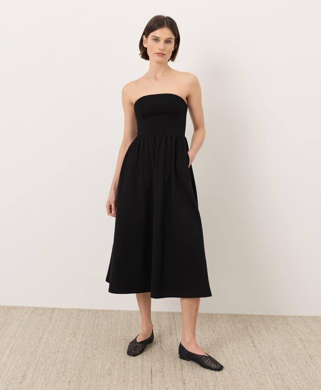 PACT Women's Black Fit & Flare Strapless Dress XS - image 1