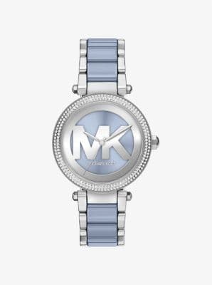 Michael Kors Oversized Parker Pavé Blue-Tone Watch - image 1
