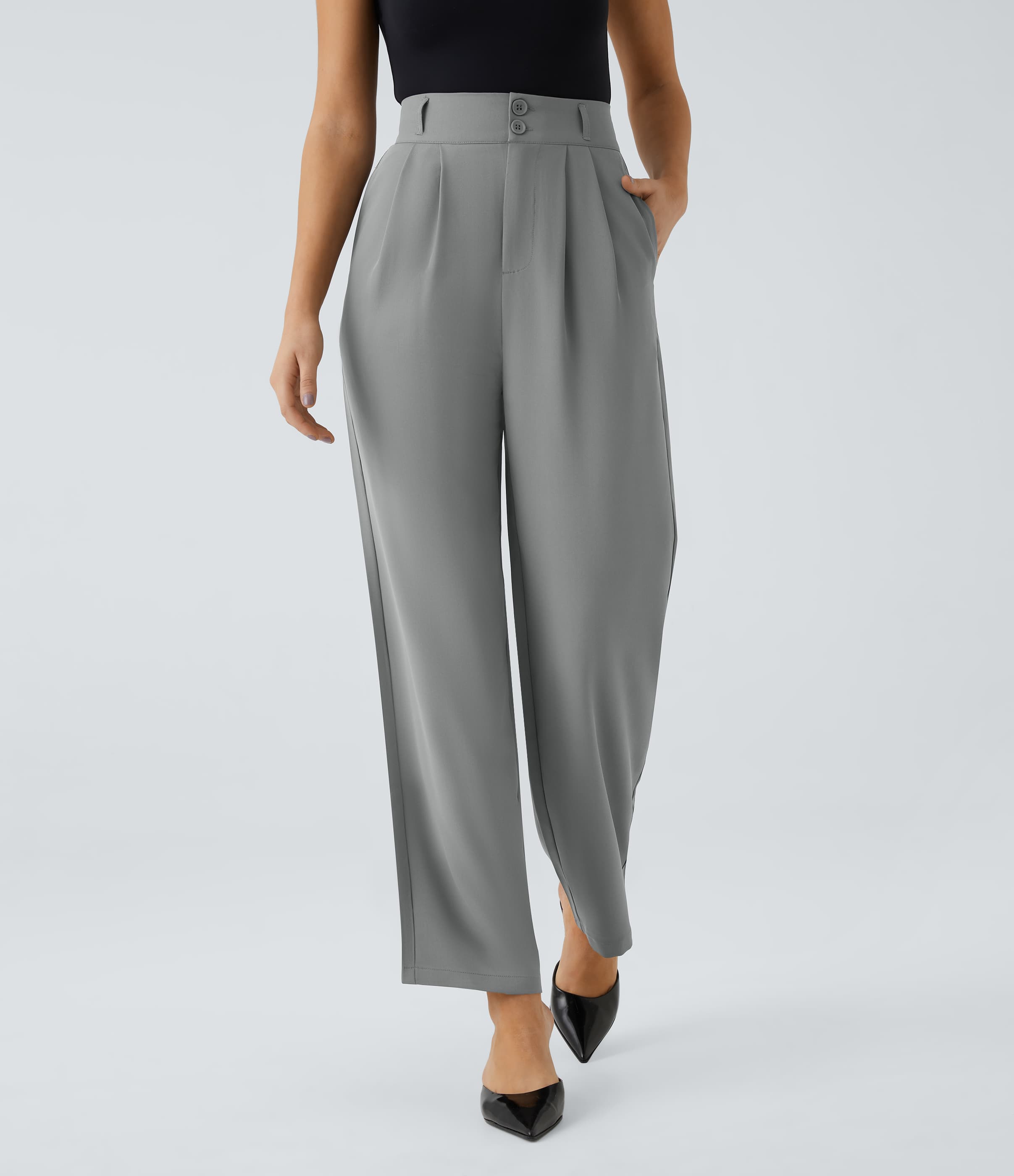 Halara Flex™ High Waisted Zipper Pocket Shirred Straight Leg Work Pants - image 1