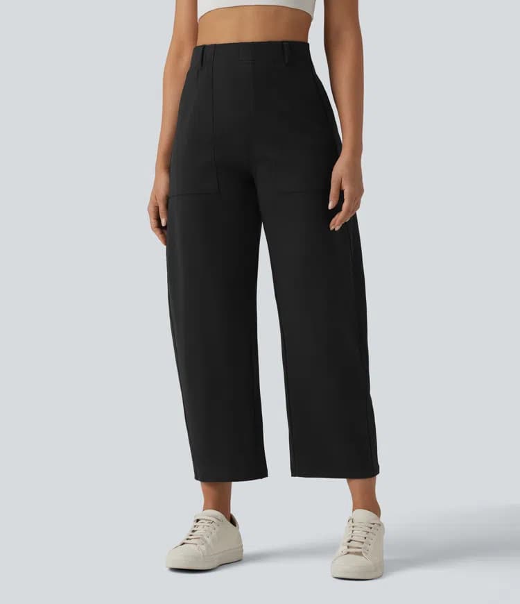 DayStretch High Waisted Barrel Leg Casual Pants with Pockets - image 1