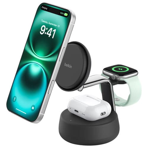 Belkin 3-in-1 25W Qi2 Wireless Charging Stand (WIZ040ttCH) - Grey - image 1