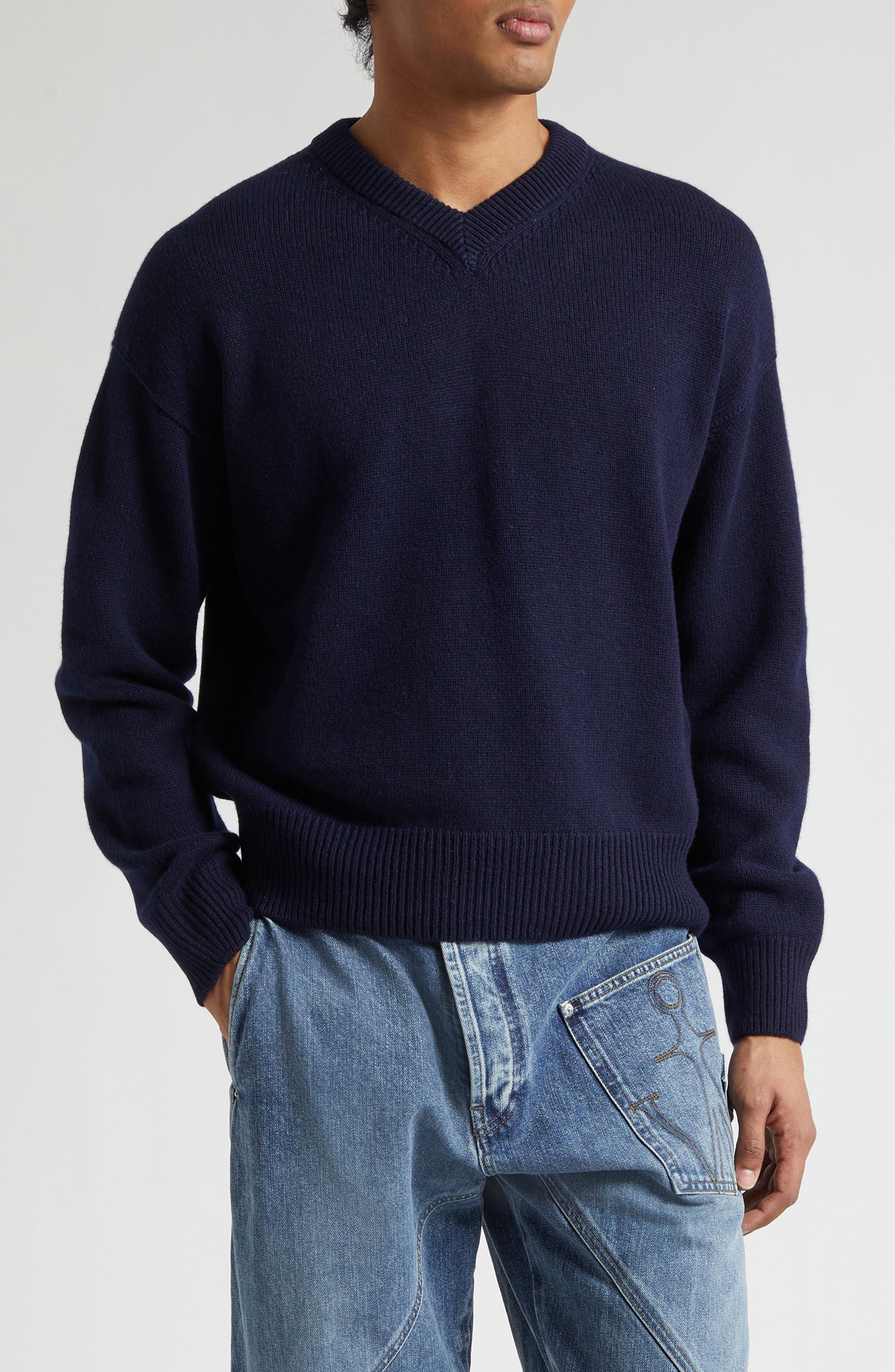 Loafer Stitch Cashmere V-Neck Sweater - image 1