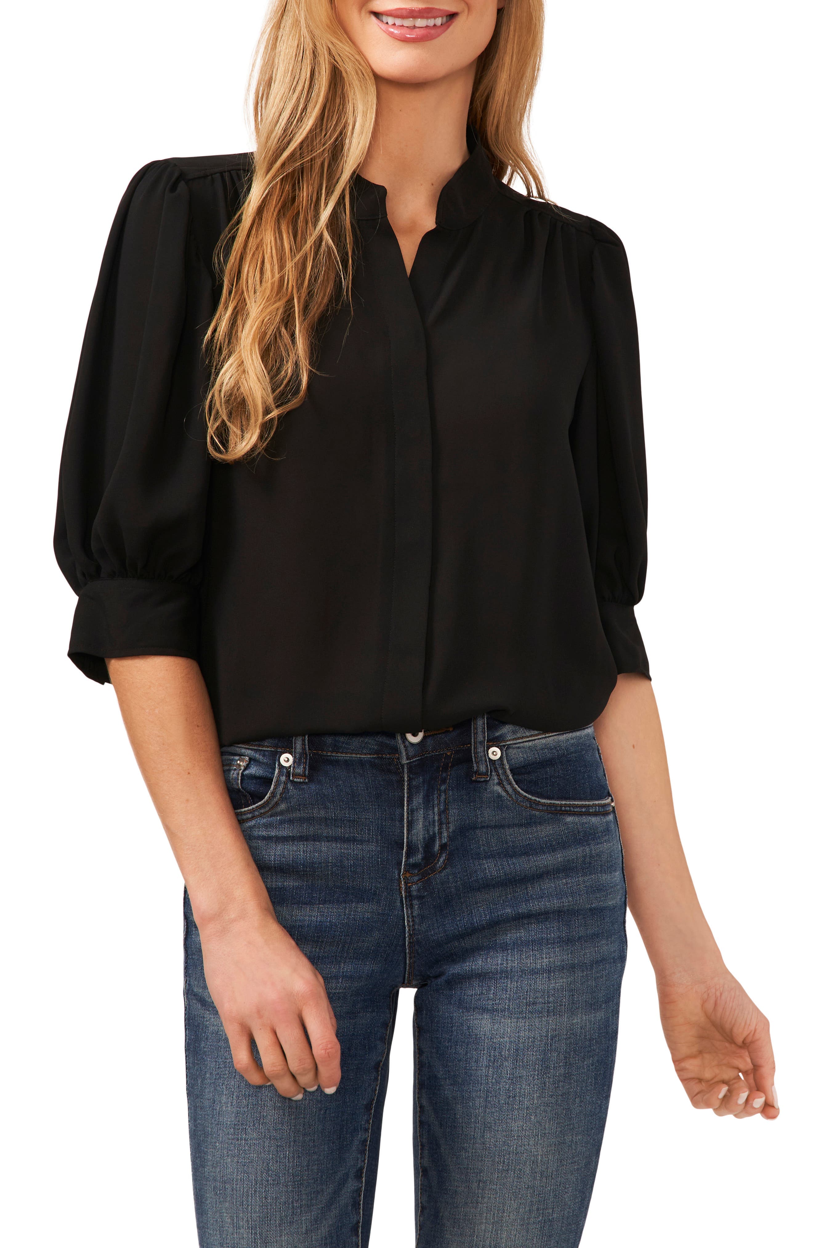 Puff Sleeve Button-Up Shirt - image 1