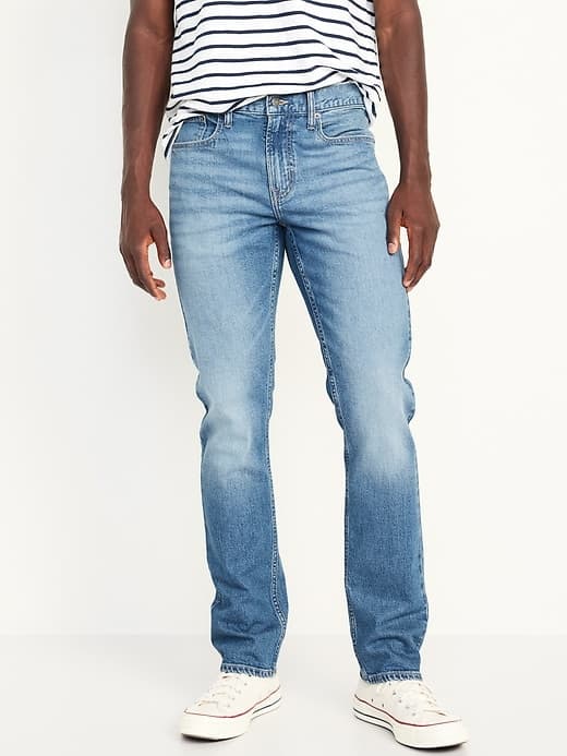 Old Navy Straight Five-Pocket Built-In Flex Jeans Medium Wash - image 1