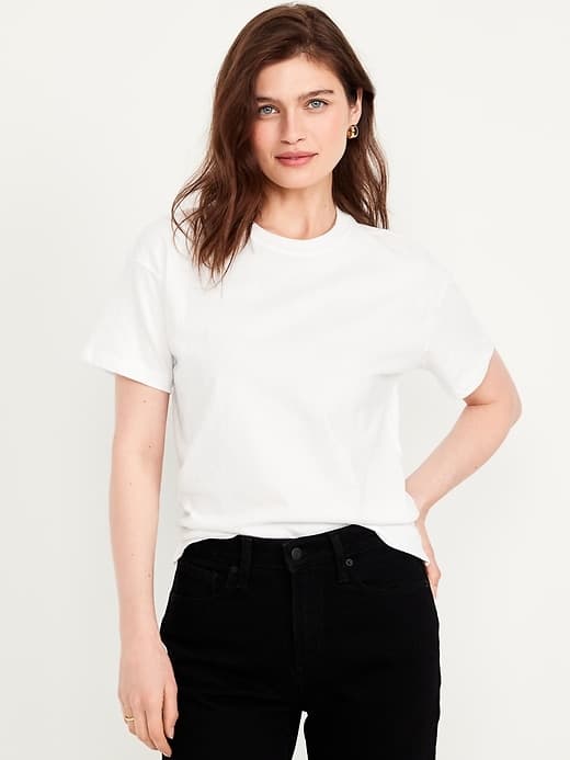 Old Navy Vintage Crew-Neck T-Shirt White Lilies - image 1
