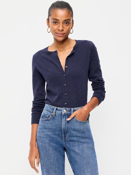 SoSoft Lite Cropped Pointelle Cardigan - image 1