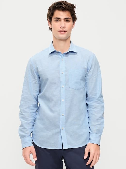 Classic Fit Linen-Blend Shirt - image 1