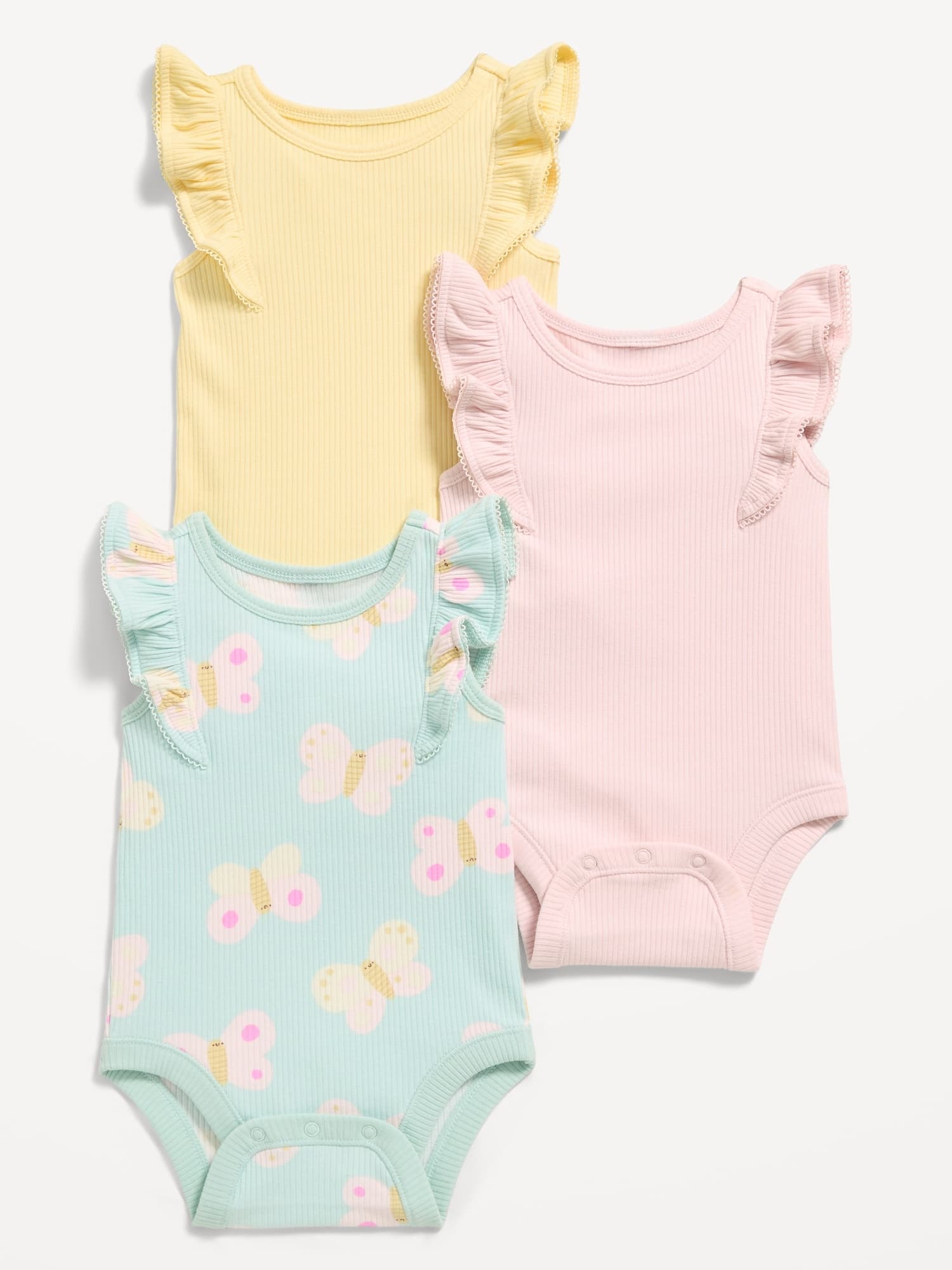 Old Navy Ruffle-Trim Ribbed Bodysuit 3-Pack for Baby - image 1