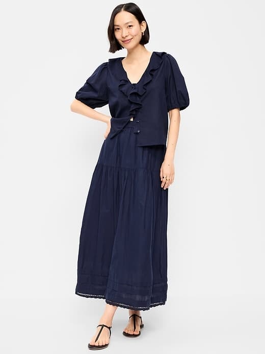 Lace-Trim Maxi Skirt - image 1
