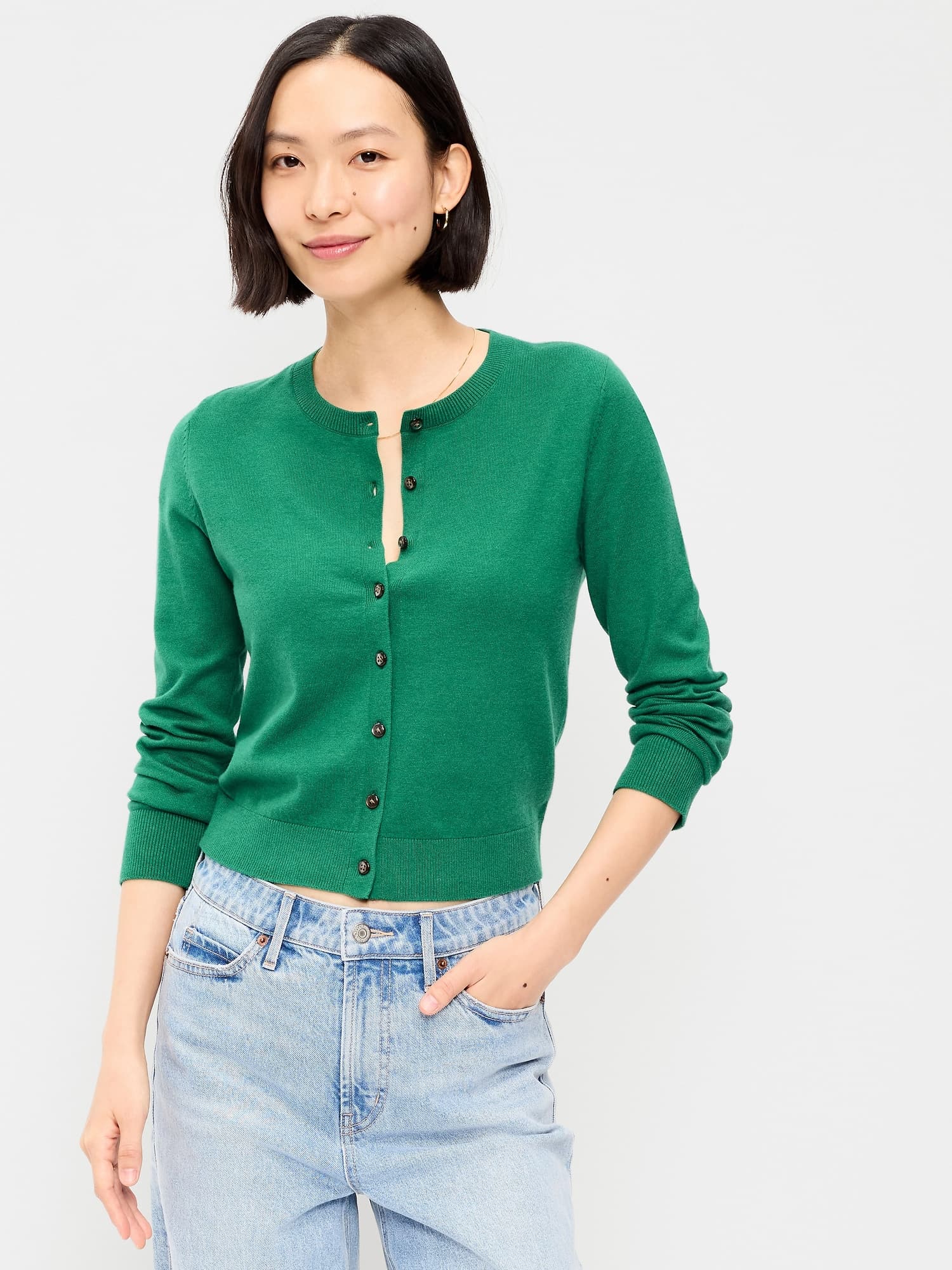 Old Navy SoSoft Lite Cropped Crew-Neck White Cardigan - image 1