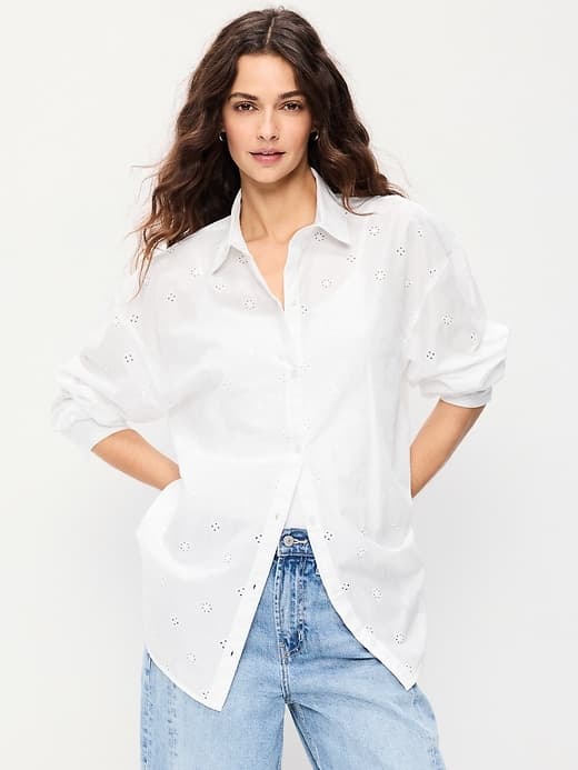 Oversized Button-Down Boyfriend Shirt - image 1