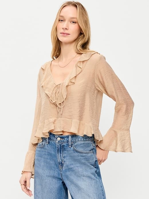 Bell-Sleeve Ruffle Top - image 1