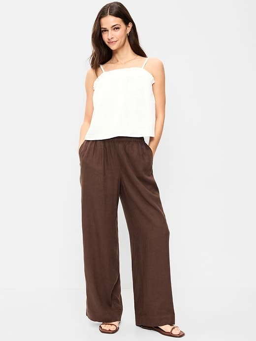 High-Waisted Linen-Blend Super Wide-Leg Pants - image 1