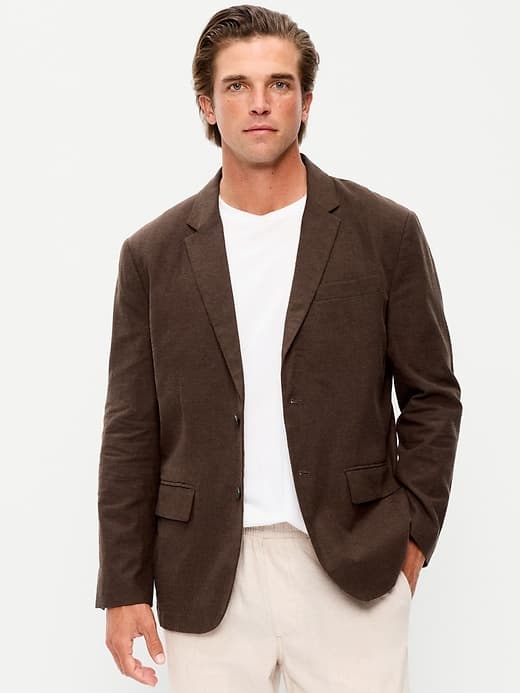 Relaxed Unlined Linen-Blend Blazer - image 1