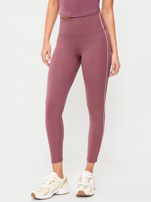 High-Waisted StudioSmooth 7/8 Side-Striped Leggings - image 1