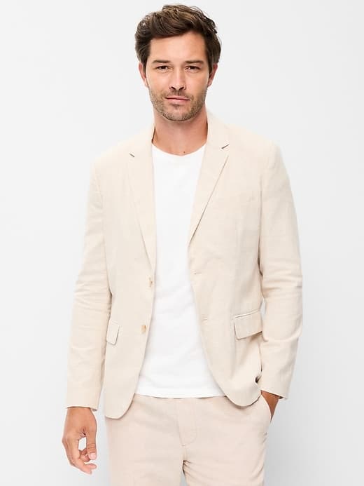 Relaxed Unlined Linen-Blend Blazer - image 1