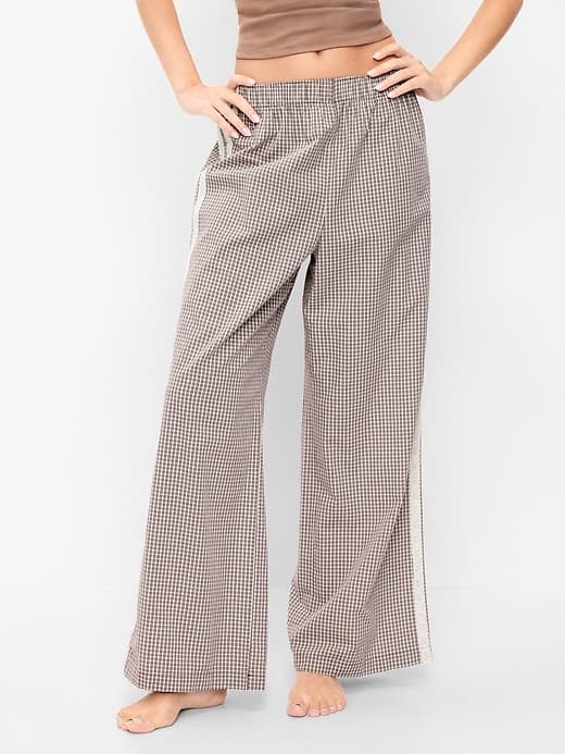 Poplin Wide-Leg Pajama Pants - image 1