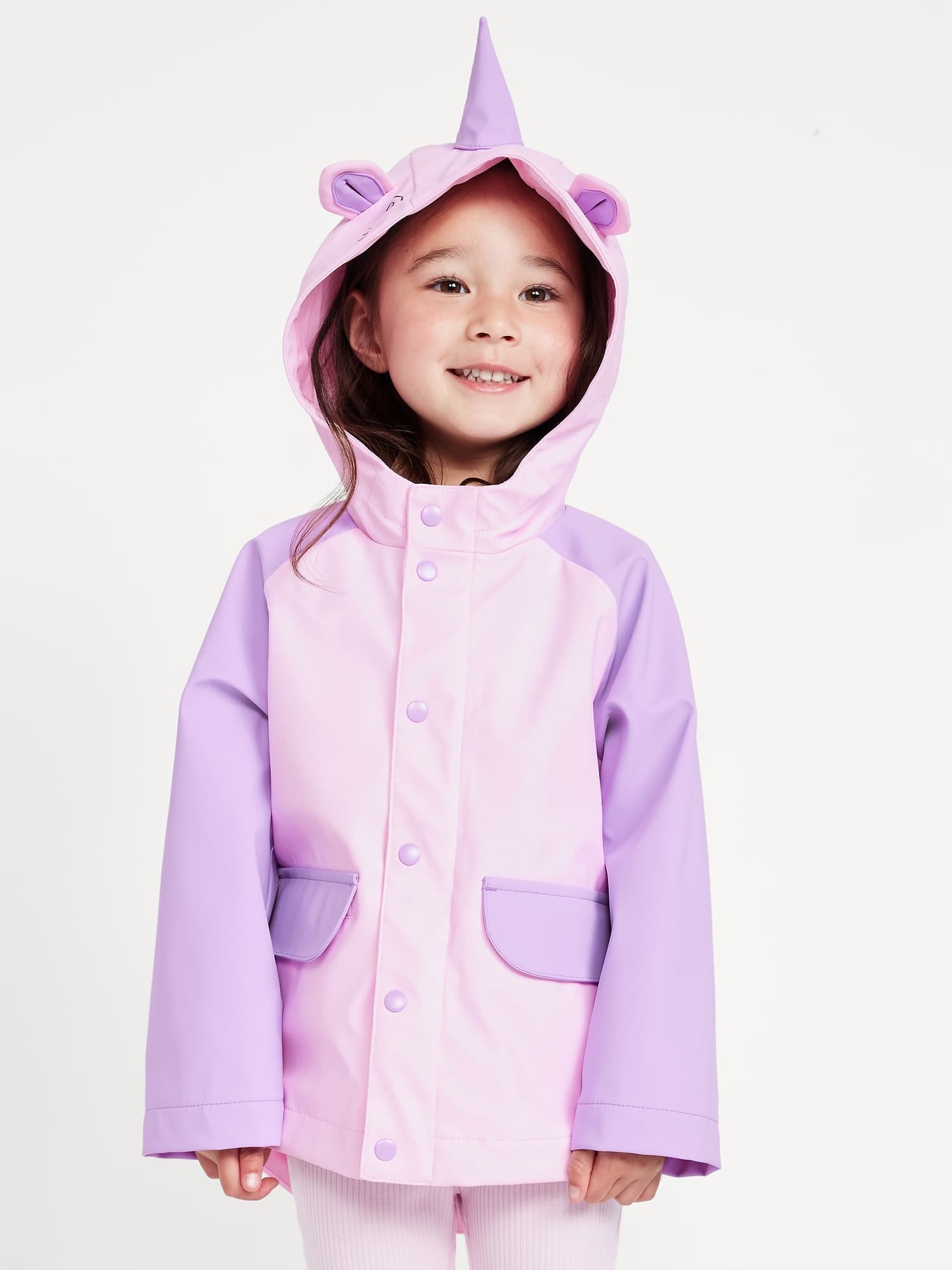 Old Navy Water-Resistant Critter Hooded Jacket for Toddler Girls, Unicorn, Size 4T - image 1